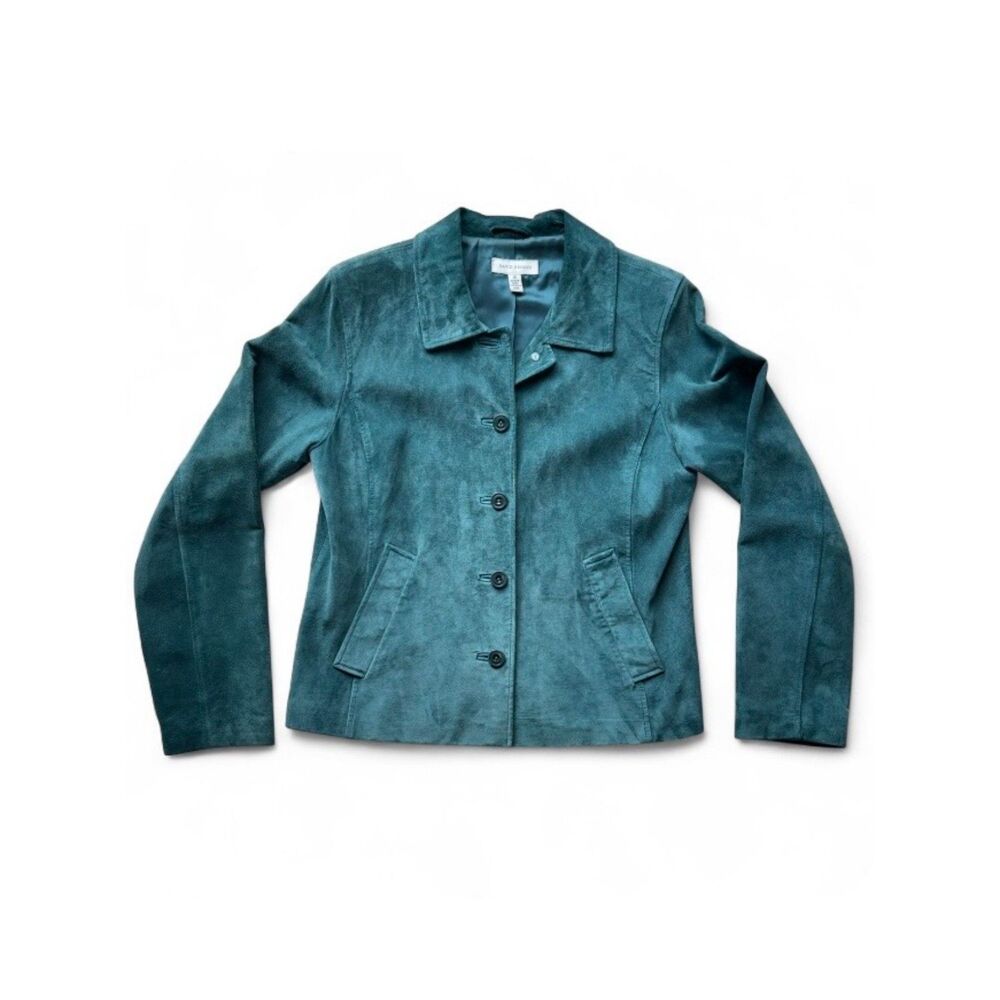 Vintage David Brooks Teal Suede Leather Jacket Women's Size 10